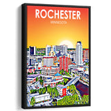 Rochester MN Art, Large Canvas, Framed Canvas Print Wall Art Home Decor, Floating Frame