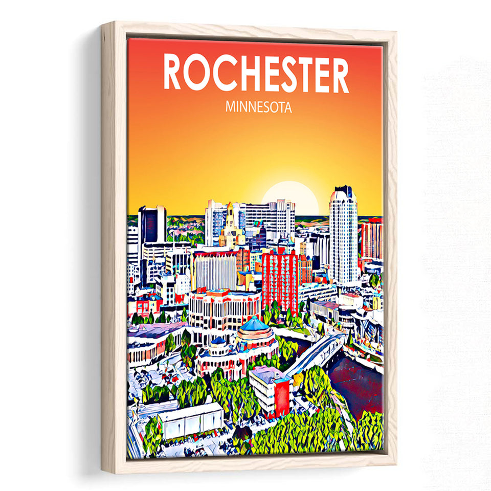 Rochester MN Art, Large Canvas, Framed Canvas Print Wall Art Home Decor, Floating Frame