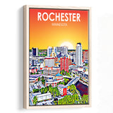 Rochester MN Art, Large Canvas, Framed Canvas Print Wall Art Home Decor, Floating Frame