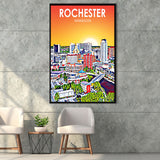 Rochester MN Art, Large Canvas, Framed Canvas Print Wall Art Home Decor, Floating Frame