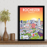 Rochester MN Art, Large Canvas, Framed Canvas Print Wall Art Home Decor, Floating Frame