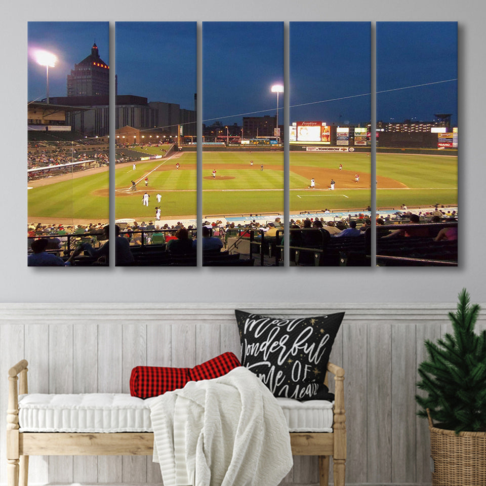 Rochester Red Wings Stadium Canvas Prints Frontier Field Wall Art,Multi Panels B,Sport Stadium Art Prints, Fan Gift