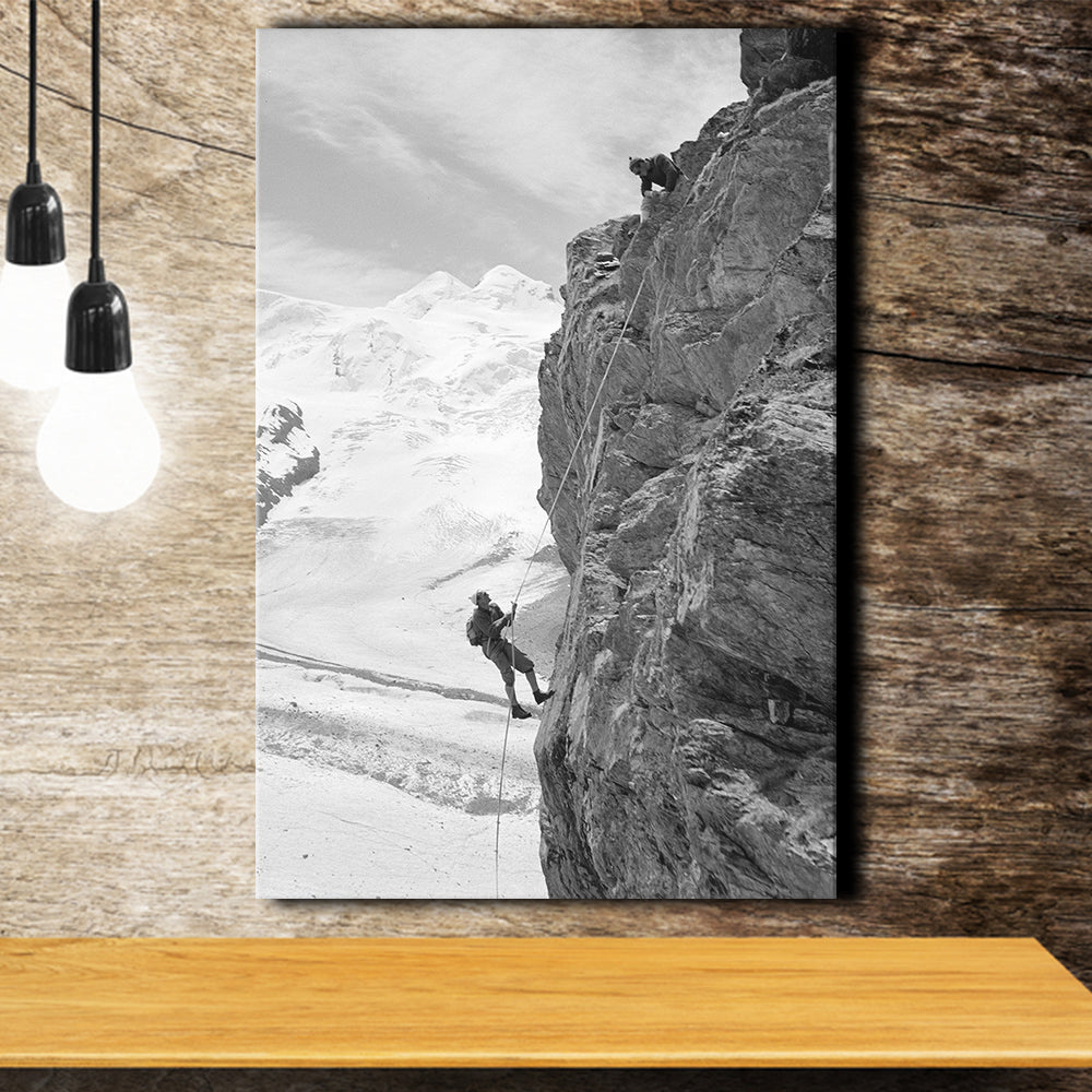 Rock Climbing Black And White Print, Mountain Climbers Canvas Prints W ...