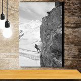 Rock Climbing Black And White Print, Mountain Climbers Canvas Prints Wall Art Home Decor