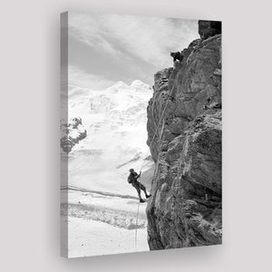 Rock Climbing Black And White Print, Mountain Climbers Canvas Prints Wall Art Home Decor