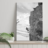 Rock Climbing Black And White Print, Mountain Climbers Canvas Prints Wall Art Home Decor
