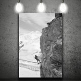 Rock Climbing Black And White Print, Mountain Climbers Canvas Prints Wall Art Home Decor