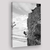 Rock Climbing Black And White Print, Mountain Climbers Canvas Prints Wall Art Home Decor