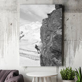 Rock Climbing Black And White Print, Mountain Climbers Canvas Prints Wall Art Home Decor