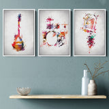 Rock & Roll Color Set of 3 Piece Framed Canvas Prints Wall Art Decor