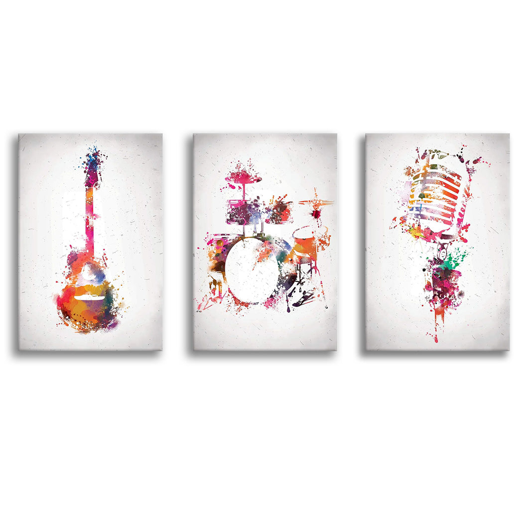 Rock & Roll Color Canvas Set of 3 Piece Canvas Prints Wall Art Decor