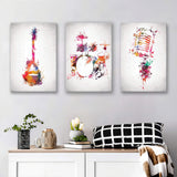 Rock & Roll Color Canvas Set of 3 Piece Canvas Prints Wall Art Decor