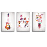 Rock & Roll Color Canvas Set of 3 Piece Canvas Prints Wall Art Decor