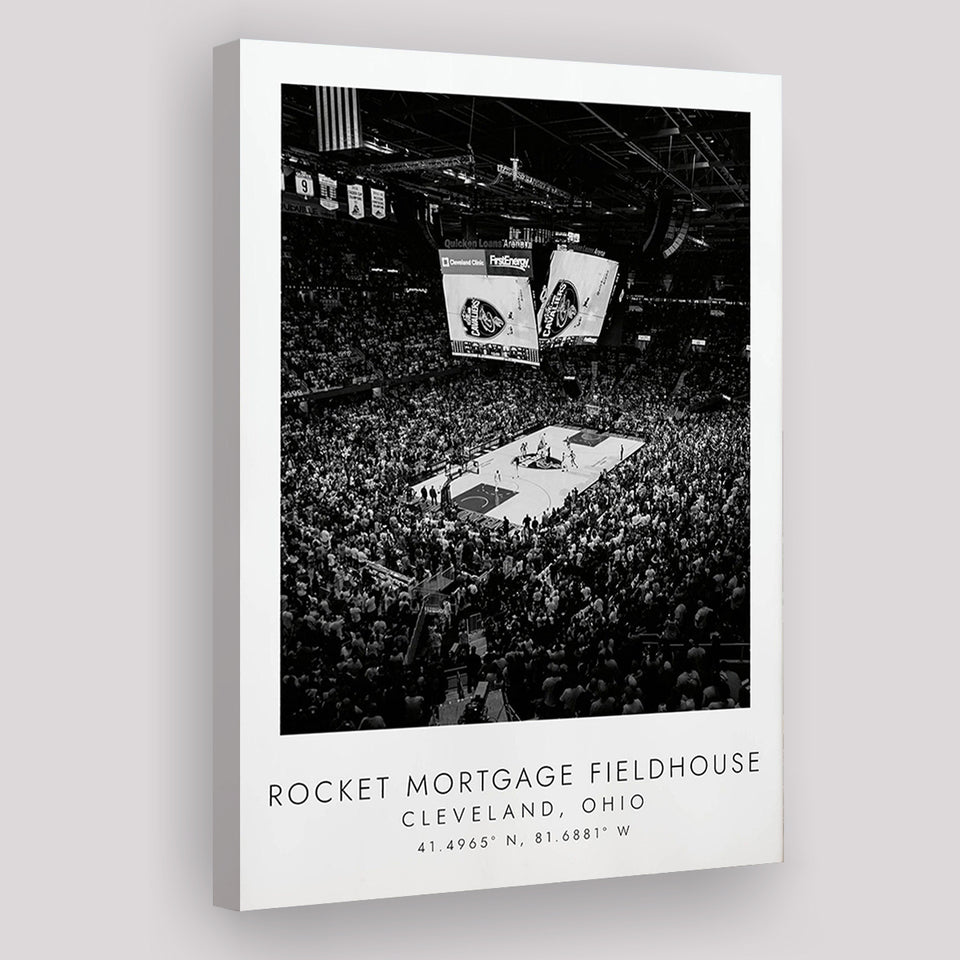 Rocket Mortgage Fieldhouse Cleveland Cavaliers Basketball Lovers Black And White Art Canvas Prints Wall Art Home Decor