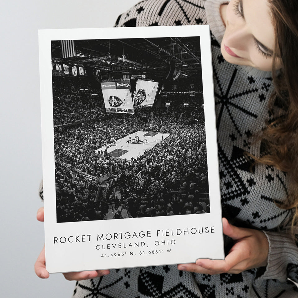 Rocket Mortgage Fieldhouse Cleveland Cavaliers Basketball Lovers Black And White Art Canvas Prints Wall Art Home Decor