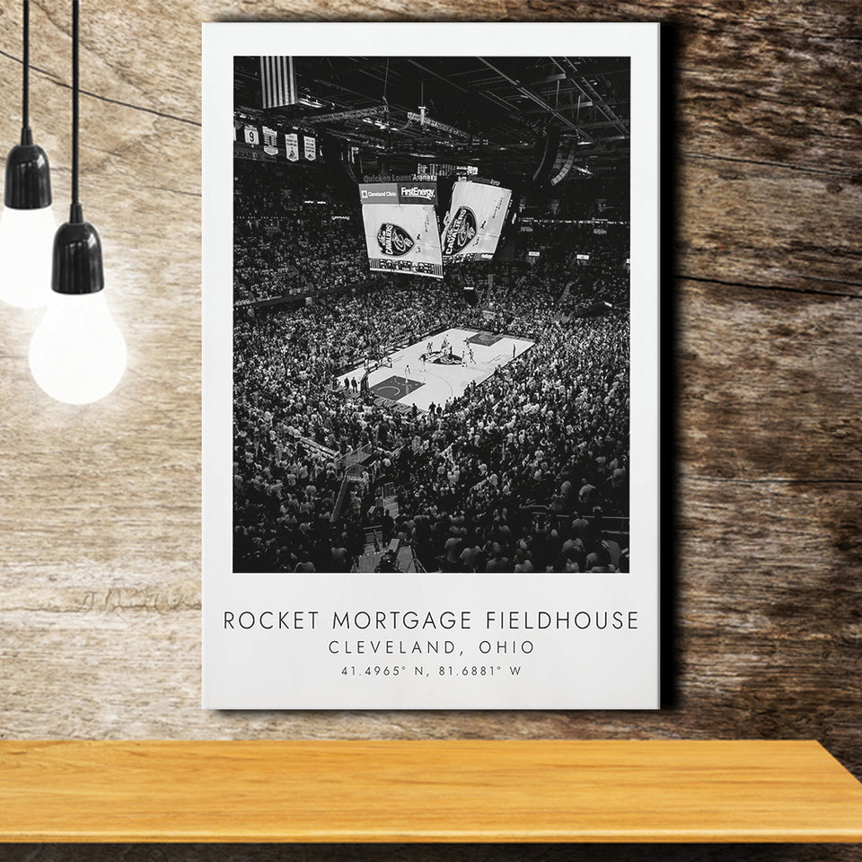 Rocket Mortgage Fieldhouse Cleveland Cavaliers Basketball Lovers Black And White Art Canvas Prints Wall Art Home Decor