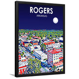 Rogers Arkansas Art Night Landscape, City Art Print, Framed Art Print Wall Art Home Decor, Framed Picture