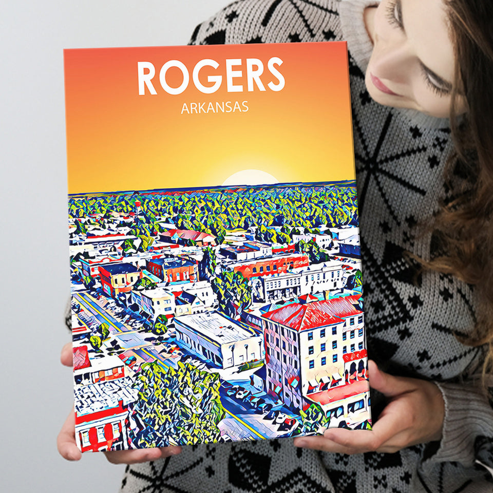 Rogers Arkansas Art Sunset Landscape ,City Art Print, Large Canvas, Canvas Print Wall Art Home Decor