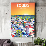 Rogers Arkansas Art Sunset Landscape ,City Art Print, Large Canvas, Canvas Print Wall Art Home Decor