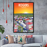 Rogers Arkansas Art Sunset Landscape, City Art Print, Framed Art Print Wall Art Home Decor, Framed Picture