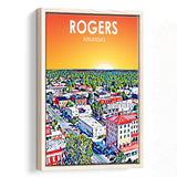 Rogers Arkansas Art Sunset Landscape, Large Canvas, Framed Canvas Print Wall Art Home Decor, Floating Frame