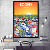 Rogers Arkansas Art Sunset Landscape, City Art Print, Framed Art Print Wall Art Home Decor, Framed Picture