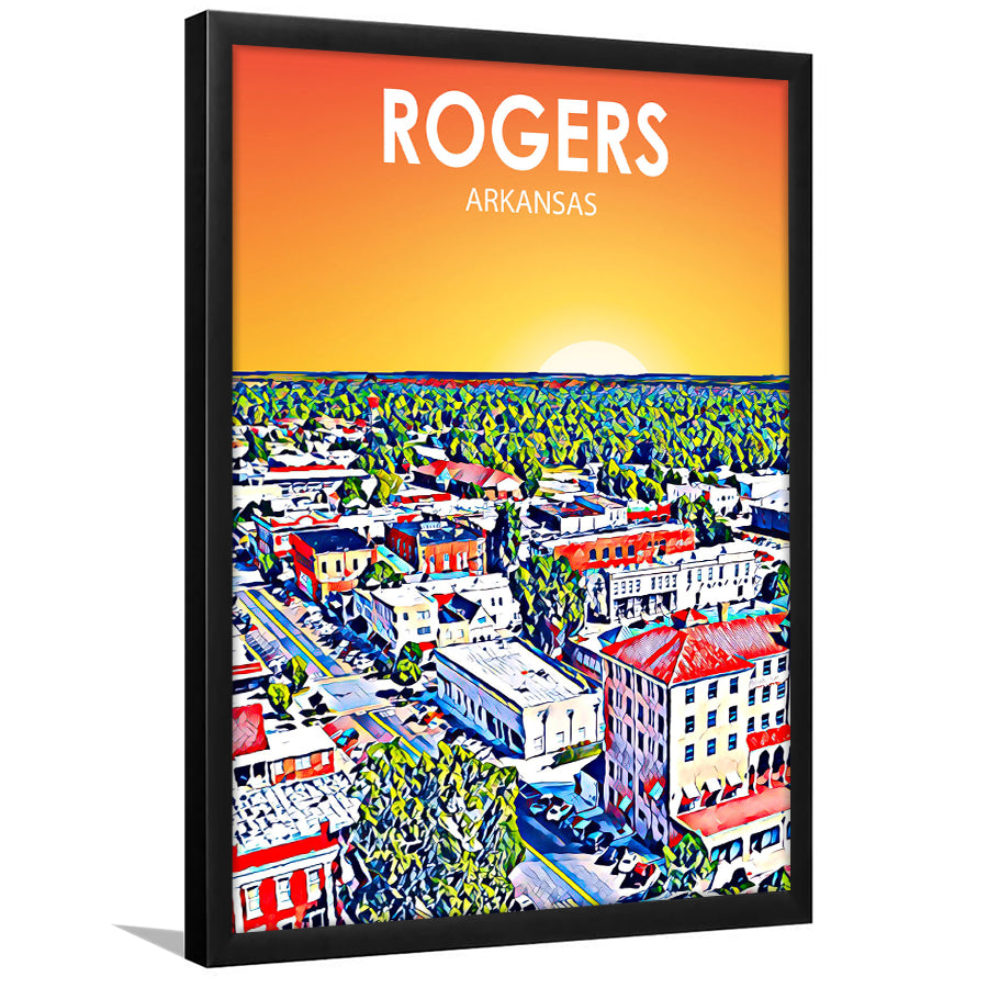 Rogers Arkansas Art Sunset Landscape, City Art Print, Framed Art Print Wall Art Home Decor, Framed Picture