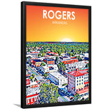 Rogers Arkansas Art Sunset Landscape, City Art Print, Framed Art Print Wall Art Home Decor, Framed Picture