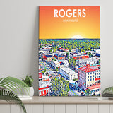 Rogers Arkansas Art Sunset Landscape ,City Art Print, Large Canvas, Canvas Print Wall Art Home Decor