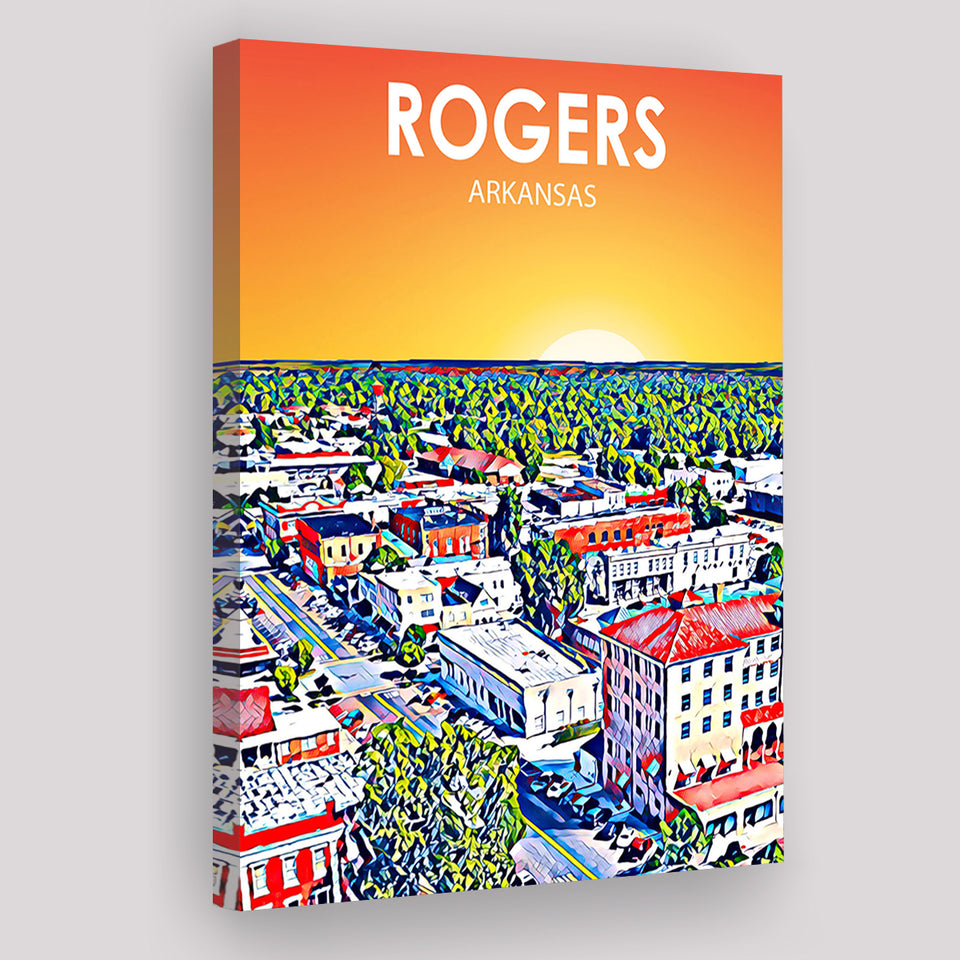 Rogers Arkansas Art Sunset Landscape ,City Art Print, Large Canvas, Canvas Print Wall Art Home Decor