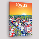 Rogers Arkansas Art Sunset Landscape ,City Art Print, Large Canvas, Canvas Print Wall Art Home Decor