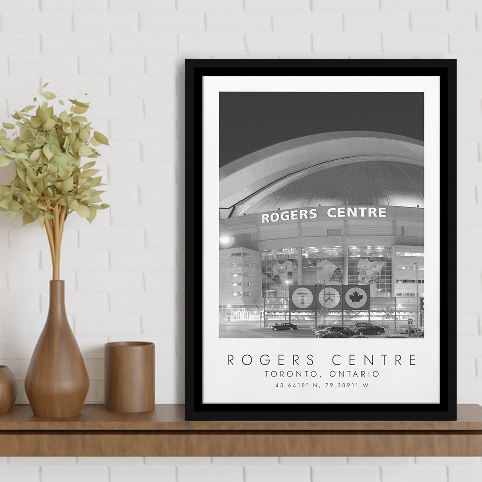Rogers Centre Toronto Blue Jays Baseball Lovers Black And White Art Framed Canvas Prints Wall Art Home Decor, Floating Frame