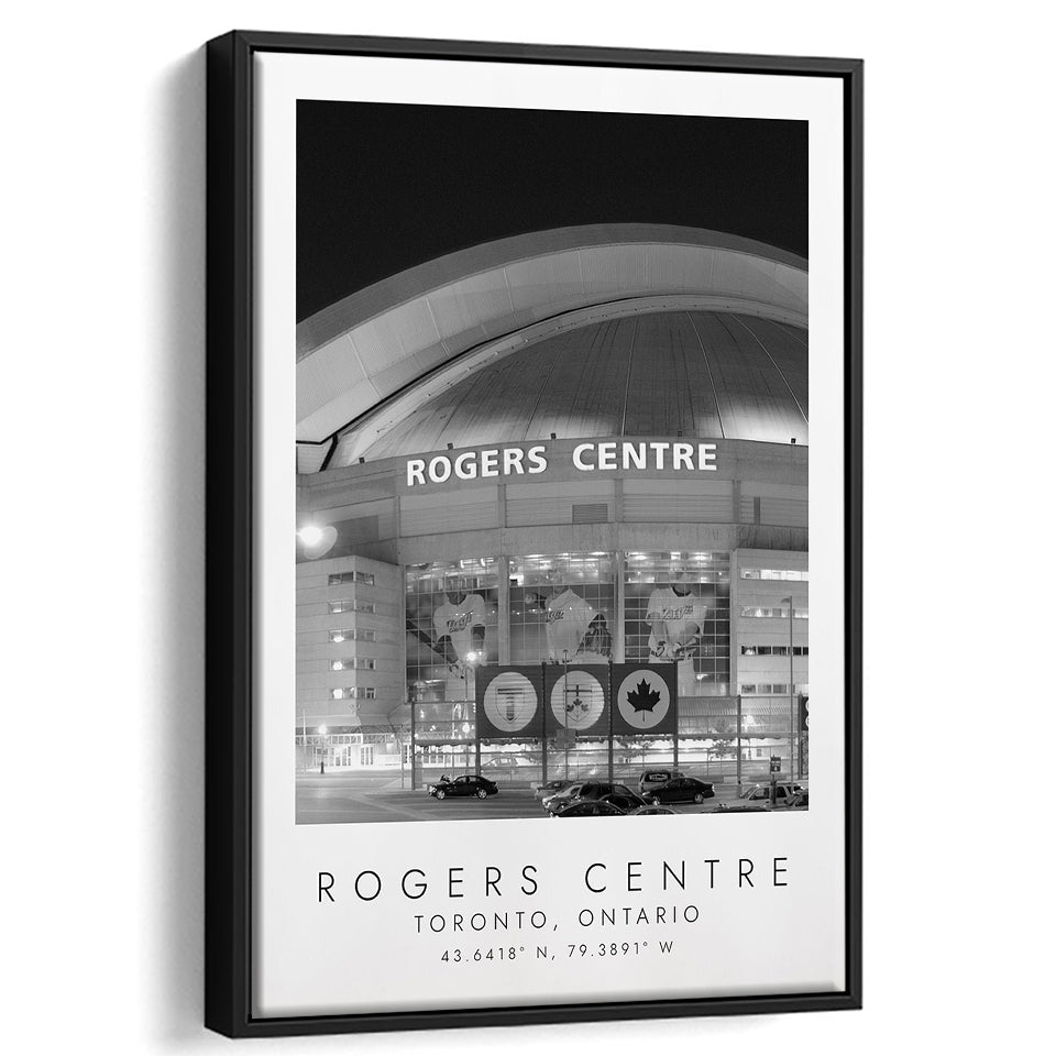 Rogers Centre Toronto Blue Jays Baseball Lovers Black And White Art Framed Canvas Prints Wall Art Home Decor, Floating Frame