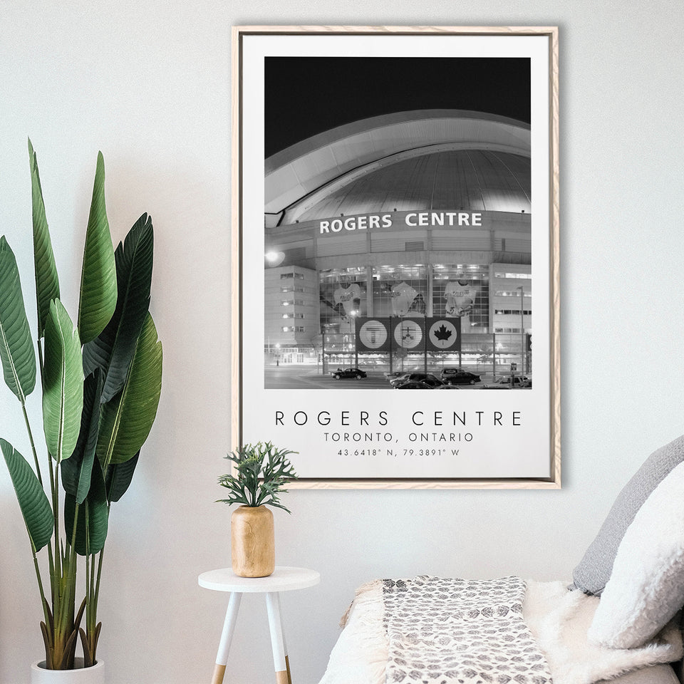 Rogers Centre Toronto Blue Jays Baseball Lovers Black And White Art Framed Canvas Prints Wall Art Home Decor, Floating Frame