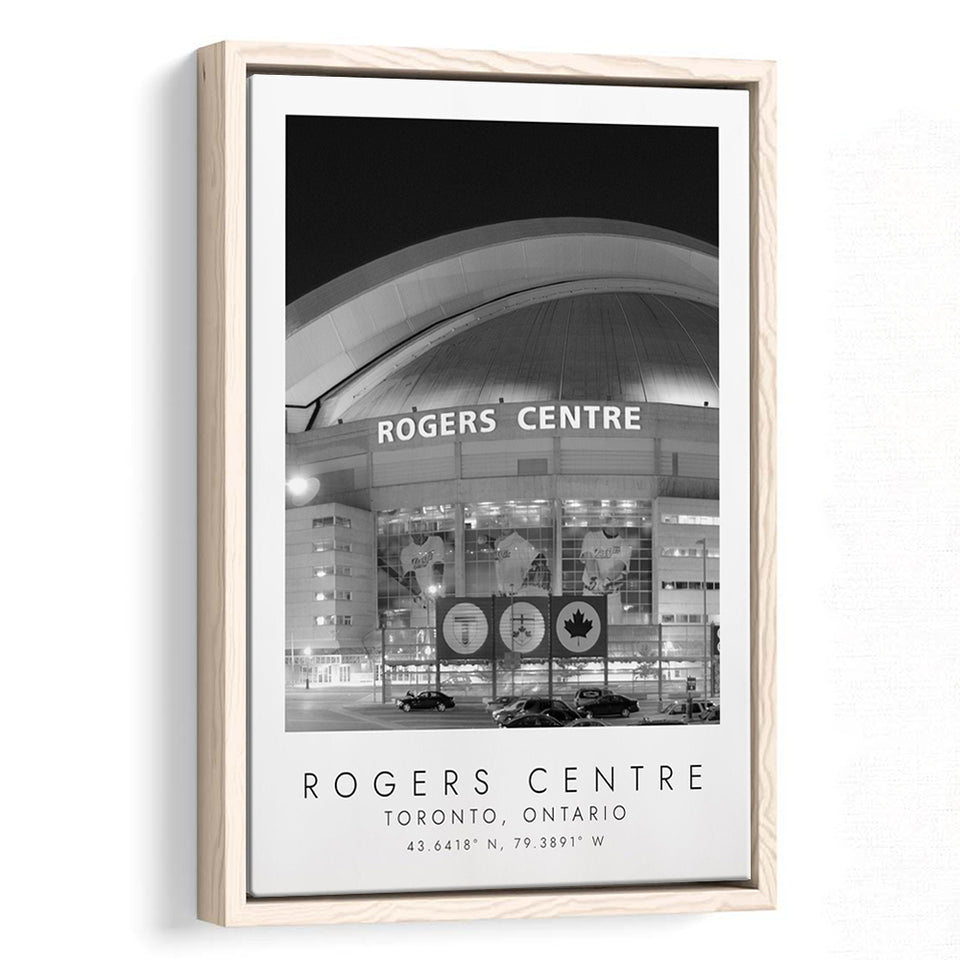 Rogers Centre Toronto Blue Jays Baseball Lovers Black And White Art Framed Canvas Prints Wall Art Home Decor, Floating Frame