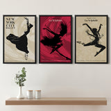 Romantic Ballet Wall Art Print Set Set of 3 Piece Framed Canvas Prints Wall Art Decor