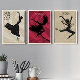 Romantic Ballet Wall Art Print Set Set of 3 Piece Framed Canvas Prints Wall Art Decor