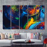 Romantic Colorful Kiss 5 Pieces B Canvas Prints Wall Art - Painting Canvas,Wall Decor, Multi Panel,5 Panels