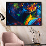 Romantic Colorful Kiss Framed Canvas Prints Wall Art - Painting Canvas,Floating Frame, Painting Prints,For Sale
