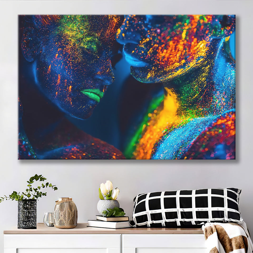 Romantic Colorful Kiss Canvas Prints Wall Art - Painting Canvas,Wall Decor, Painting Prints,For Sale