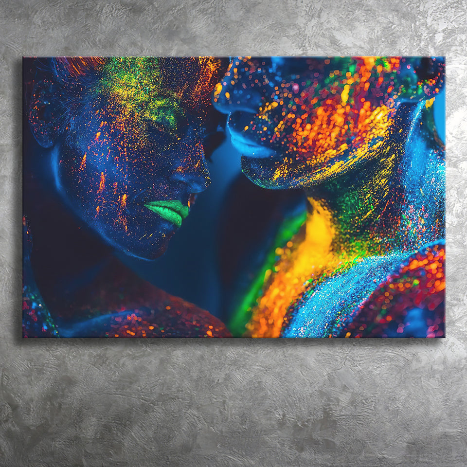 Romantic Colorful Kiss Canvas Prints Wall Art - Painting Canvas,Wall Decor, Painting Prints,For Sale