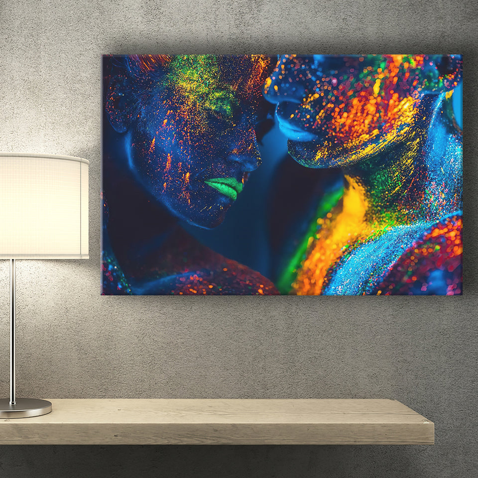 Romantic Colorful Kiss Canvas Prints Wall Art - Painting Canvas,Wall Decor, Painting Prints,For Sale