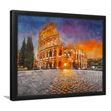 Rome Italy Colosseum Amphitheater Sunrise Through City Art Watercolor Framed Art Prints Wall Art Decor,Framed Picture