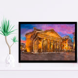 Rome Italy Pantheon Ancient Roman Temple City Art Watercolor Framed Art Prints Wall Art Decor,Framed Picture
