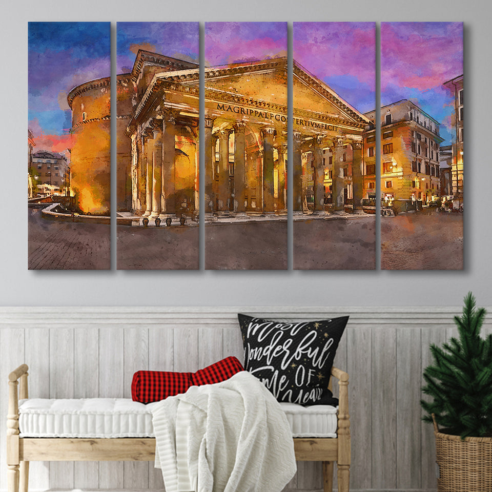Rome Italy Pantheon Ancient Roman Temple 5 Pieces Extra Large Canvas Prints Wall Art Home Decor