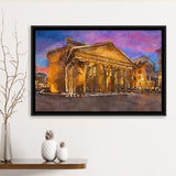 Rome Italy Pantheon Ancient Roman Temple City Art Watercolor Framed Canvas Prints Wall Art Home Decor,Floating Frame