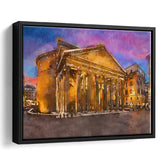 Rome Italy Pantheon Ancient Roman Temple City Art Watercolor Framed Canvas Prints Wall Art Home Decor,Floating Frame