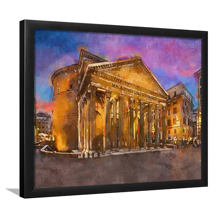 Rome Italy Pantheon Ancient Roman Temple City Art Watercolor Framed Art Prints Wall Art Decor,Framed Picture
