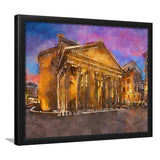 Rome Italy Pantheon Ancient Roman Temple City Art Watercolor Framed Art Prints Wall Art Decor,Framed Picture