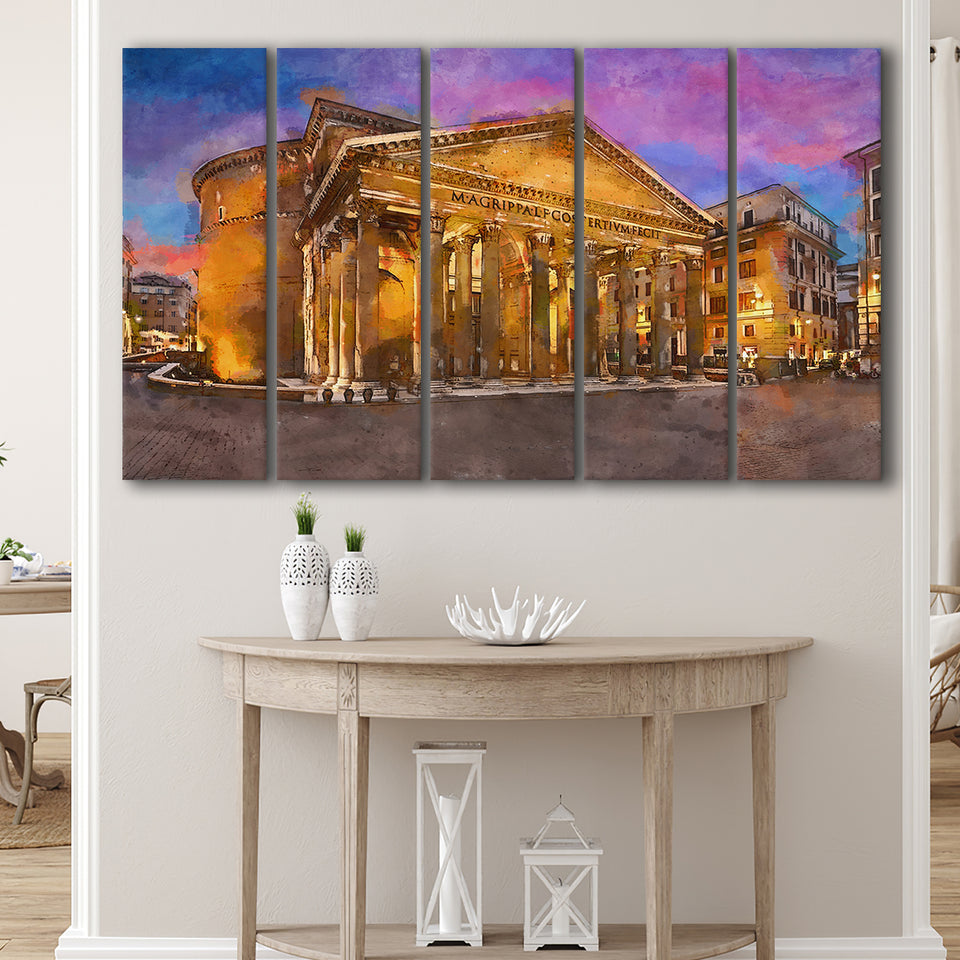 Rome Italy Pantheon Ancient Roman Temple 5 Pieces Extra Large Canvas Prints Wall Art Home Decor